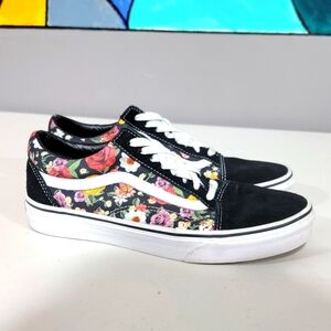 LUX Floral Black with Flower Print - Vans size 8.5 men's 10 women's